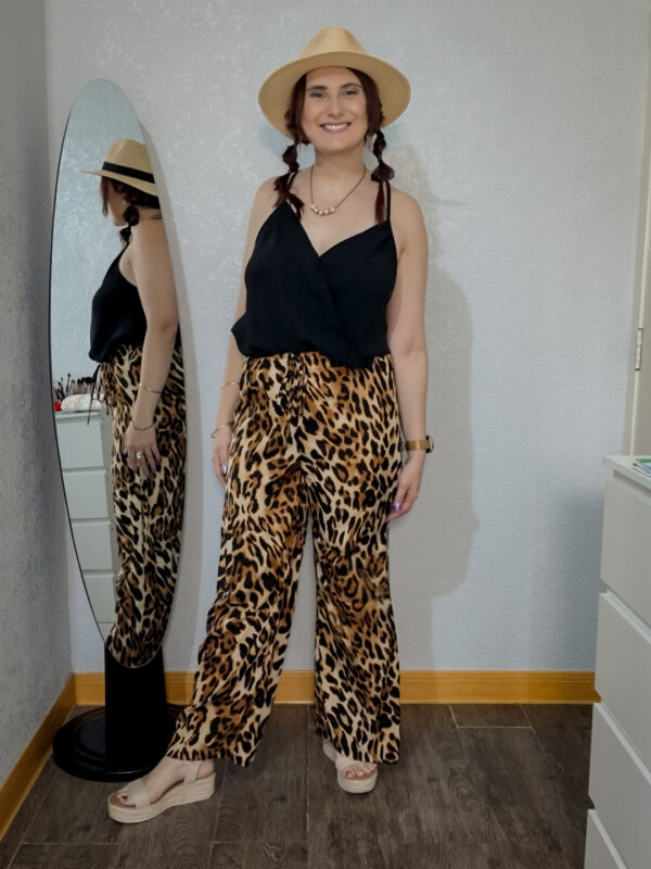 Leopard Print Wide-Leg Linen Trousers and Cami Top - About Life by Rinda